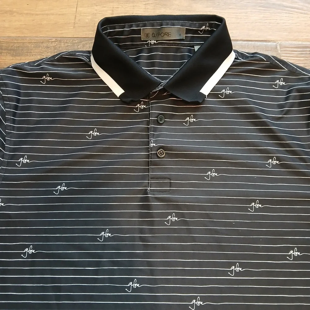 G/FORE Polo Mens Medium Black Golf Performance Stretch Flex Hybrid Casual